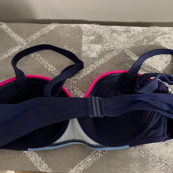 Boden Portofino Bikini Top Size 36A Blue Pink Balconet Swimsuit - Picture 5 of 5